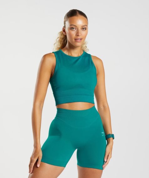 Podkoszulki Gymshark Sweat Seamless Midi Damskie Turkusowe | PL 462TJO